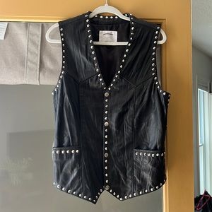 leather moto vest